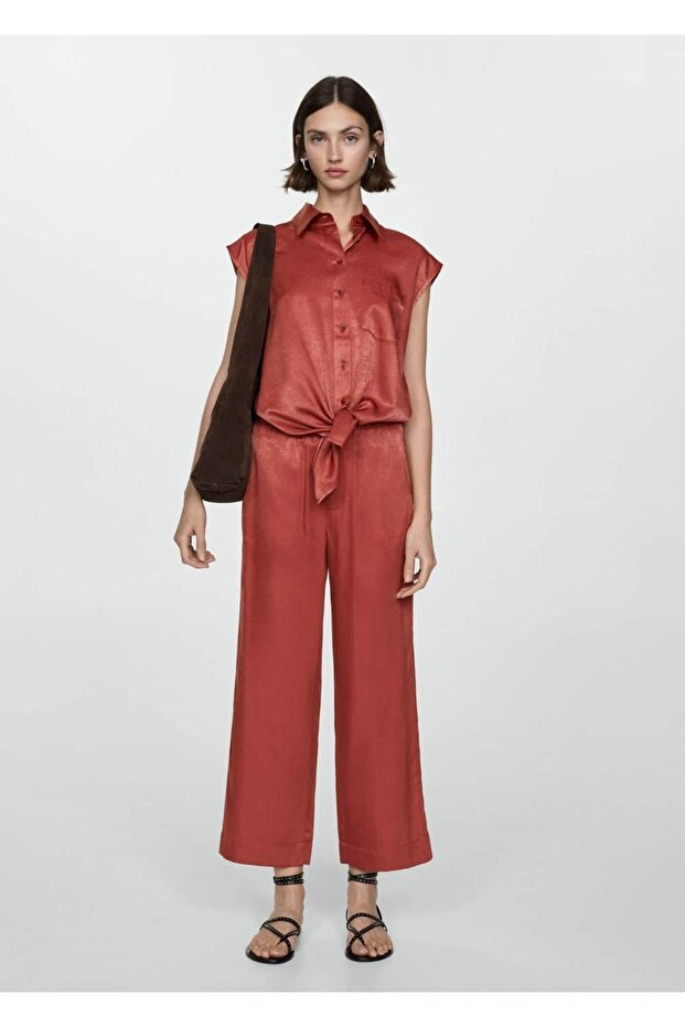 Kısa paçalı saten pantolon - 2