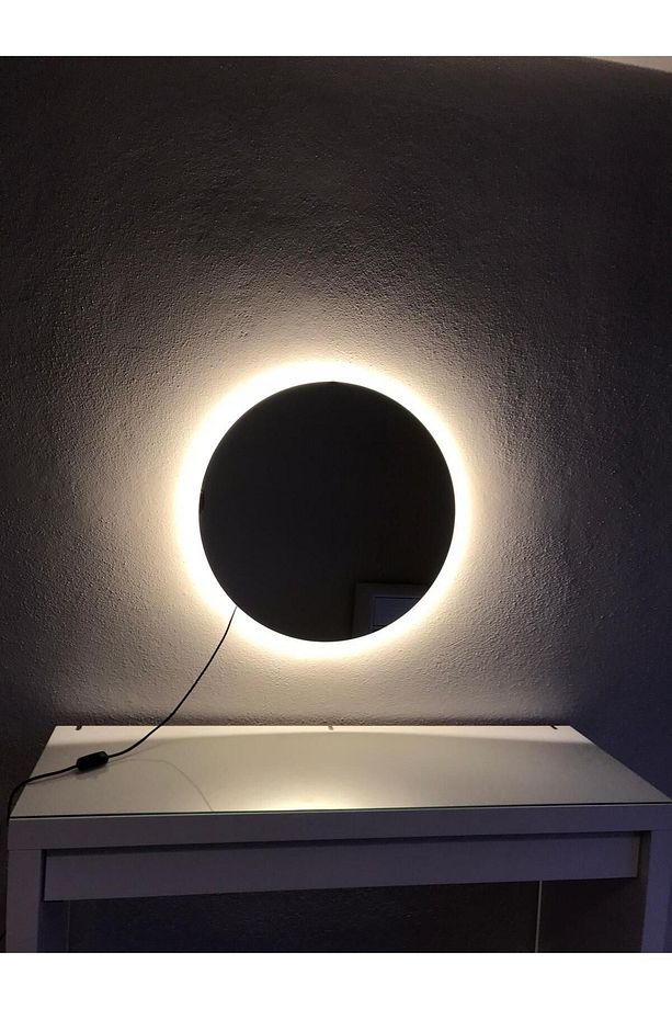 Yuvarlak Banyo Makyaj Aynası Şişe Cam Flontel-e Aynadır 60 Çapında Günışığı Ledli Ayna - 6