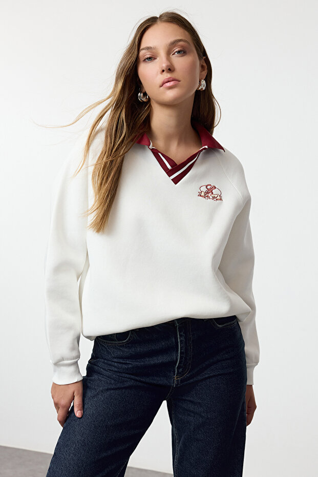 Ekru Örme Sweatshirt TWOAW25SW00173 - 1