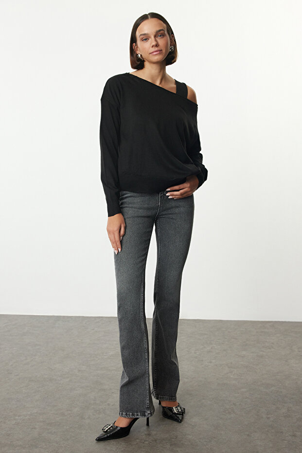 Schwarzer Pullover-Blusen-Doppelanzug Strickpullover TWOAW25KZ00353 - 2