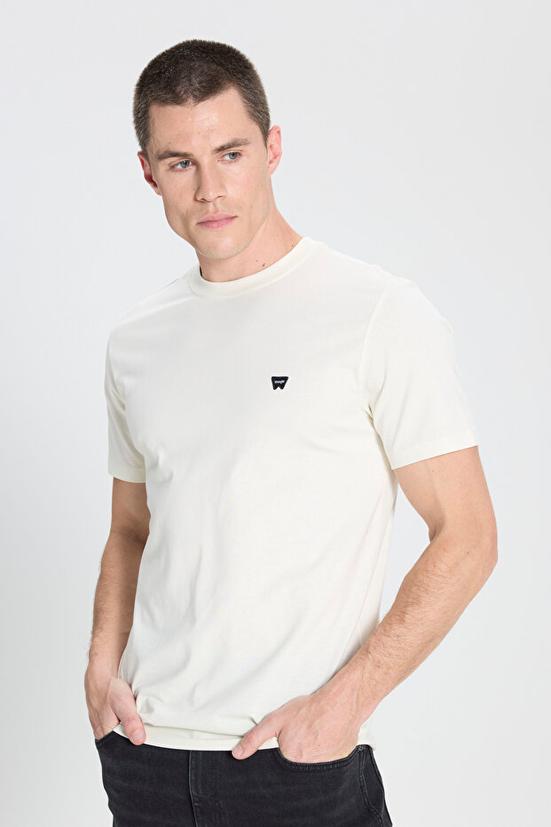 Relaxed Fit Regular Cut Crew Neck 100% Cotton Off-White T-Shirt