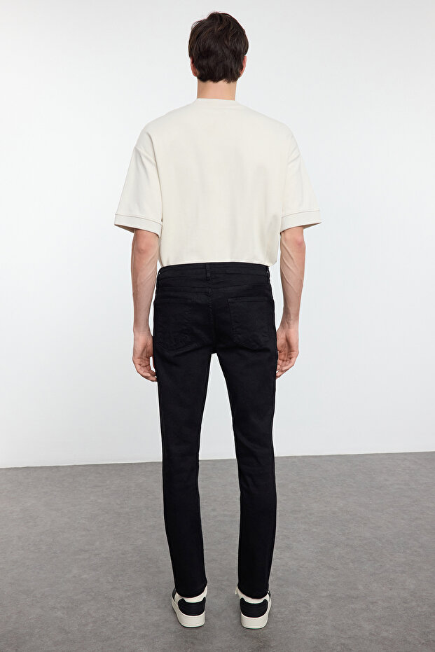 Erkek Siyah Smoke Skinny Fit Esnek Kumaş Dar Kesim Denim Kot Pantolon Jeans TMNAW25JE00005 - 5