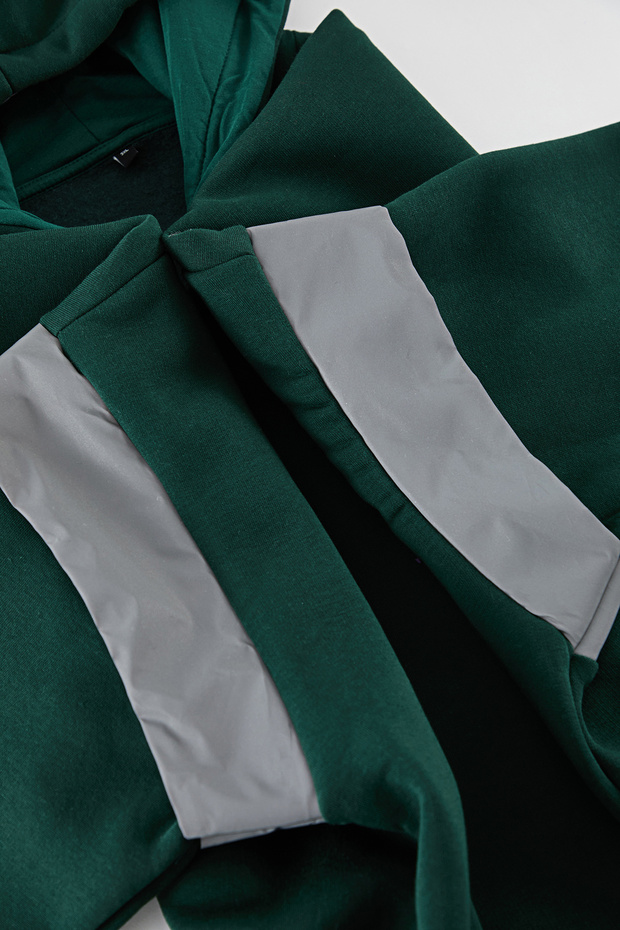 Veľká smaragdovo zelená fleecová mikina s kapucňou – reflexné detaily, oversize Tmnaw24ao00010 - 7