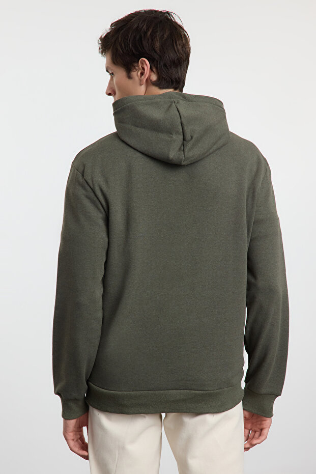 Haki Regular/Normal Kesim Yazı Nakışlı Kapüşonlu Sweatshirt TMNAW25SW00154 - 5