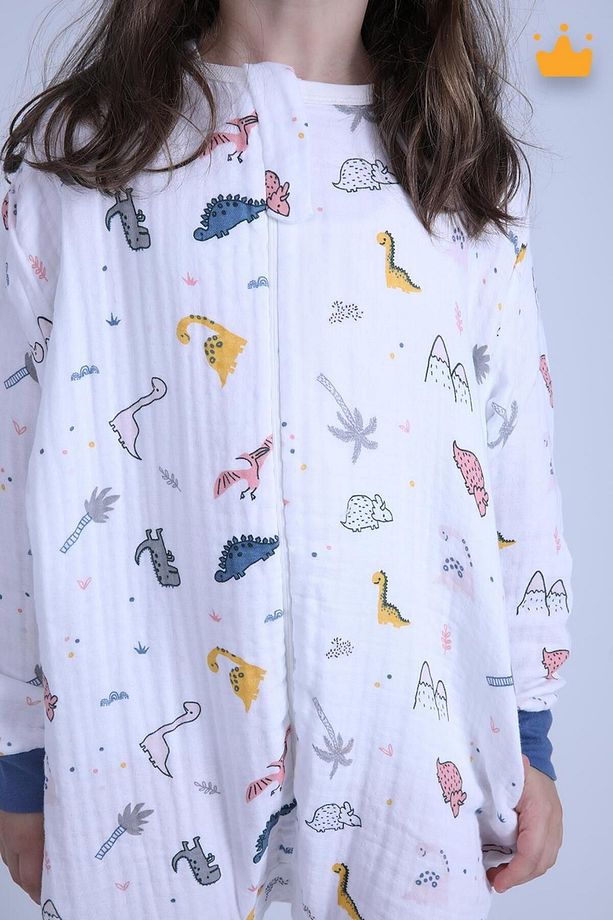 2-8 Yaş 1 Tog 4 Katlı Müslin Çocuk Uyku Tulumu Unisex Uzun Kollu Uyku Tulumu - 4
