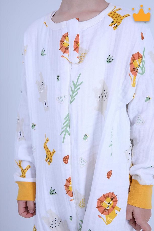 2-8 Yaş 1 Tog 4 Katlı Müslin Çocuk Uyku Tulumu Unisex Uzun Kollu Uyku Tulumu - 4