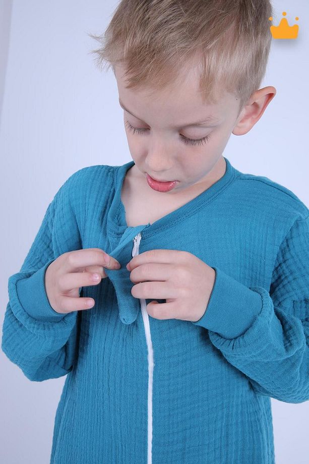 2-8 Yaş 1 Tog 4 Katlı Müslin Çocuk Uyku Tulumu Unisex Uzun Kollu Uyku Tulumu - 5