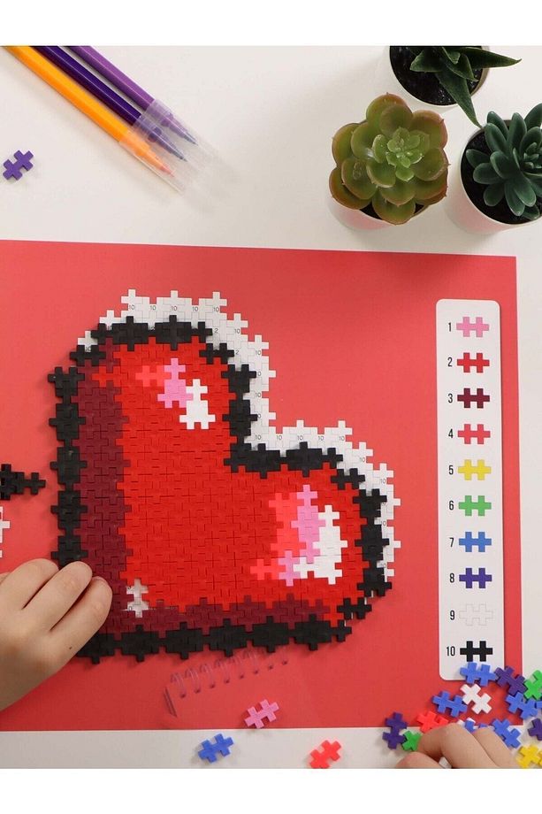 Plus - Plus Minecraft Temalı Kutuda By Number Hearts - Numaralı Kalpler Yapı Oyuncağı (250Parça)3911 - 3