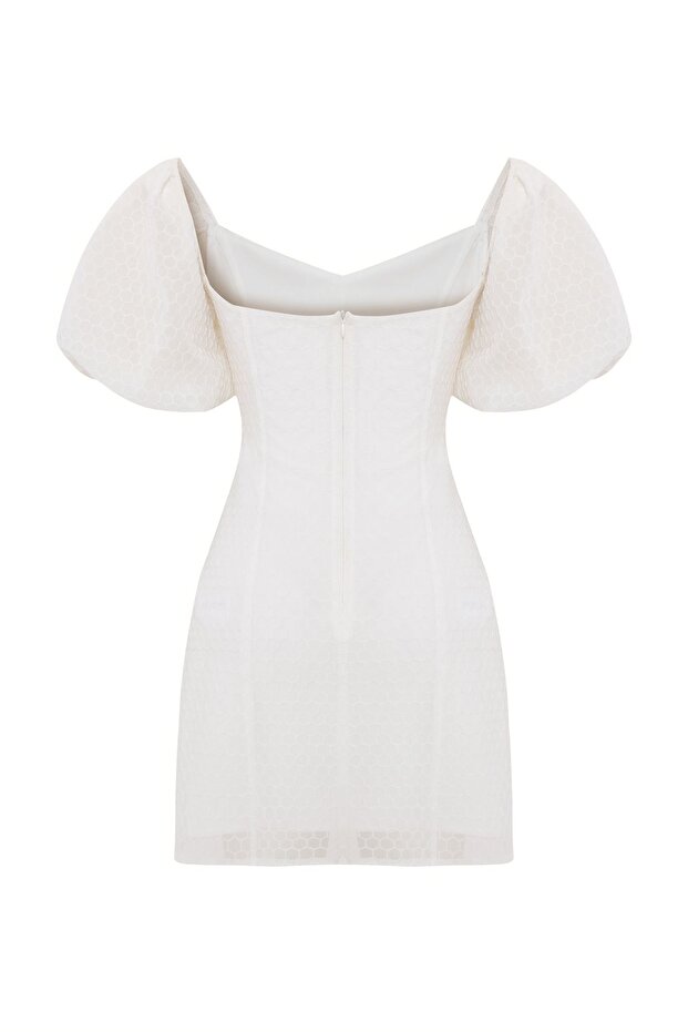 Balon Kol Mini Elbise - 9