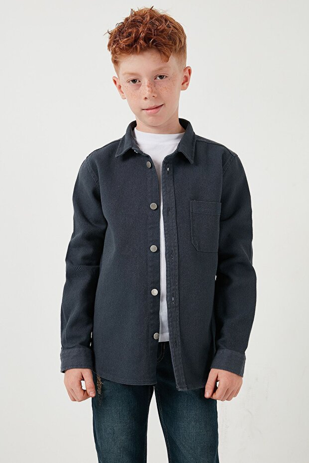 Pamuklu Tek Cepli Düz Yaka Gömlek Erkek Çocuk GÖMLEK CF24W129140G - 3