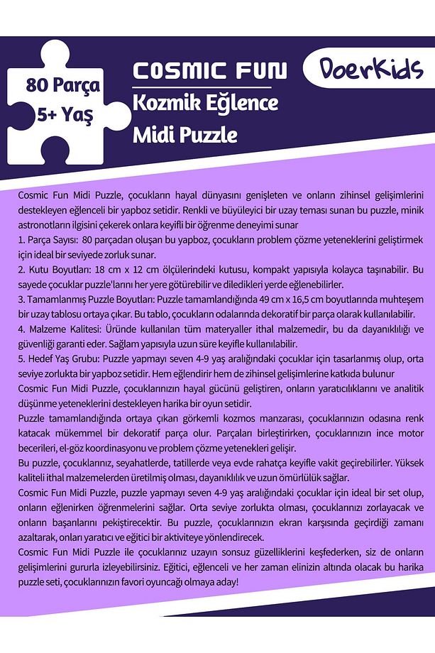 Cosmic Fun Midi Puzzle | 4-9 Yaş 80 Parça - 7