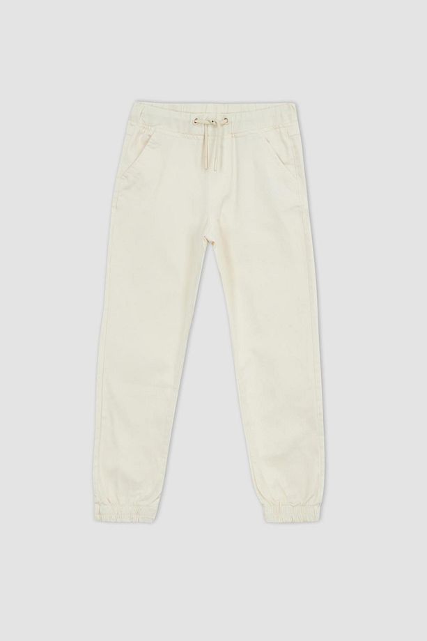 Erkek Çocuk Beli Bağcıklı Lastikli Paça Cepli Gabardin Basic Düz Jogger Pantolon Z3181a623sm - 5