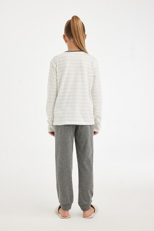 Kız Çocuk Pijama Takımı Ayı Baskılı Uzun Kollu Üst Uzun Alt D2115a824au - 7