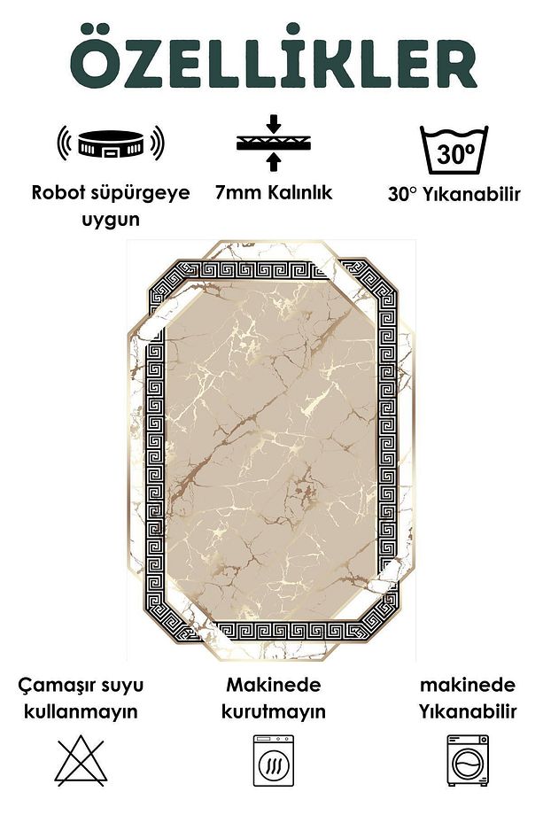 Dijital Baskılı Dört Mevsim Yıkanabilir Kaymaz Taban Çocuk Halısı,yolluk,mutfak Ve Salon Halısı (20) - 2