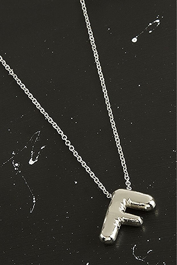 Balloon Letter Necklace Letter Balloon 3D Silver Color Necklace