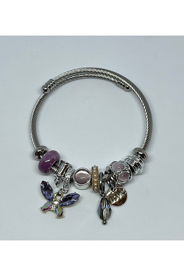 Charm Bracelet - Steel Pandora Model Butterfly Charm Bracelet