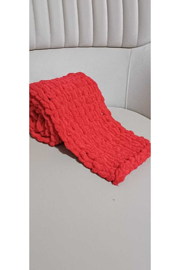 Peluş Örgü Atkı Şal - 2