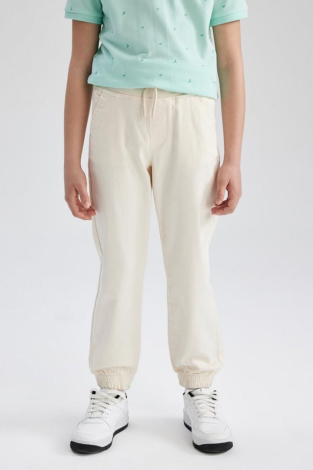 Erkek Çocuk Beli Bağcıklı Lastikli Paça Cepli Gabardin Basic Düz Jogger Pantolon Z3181a623sm - 3