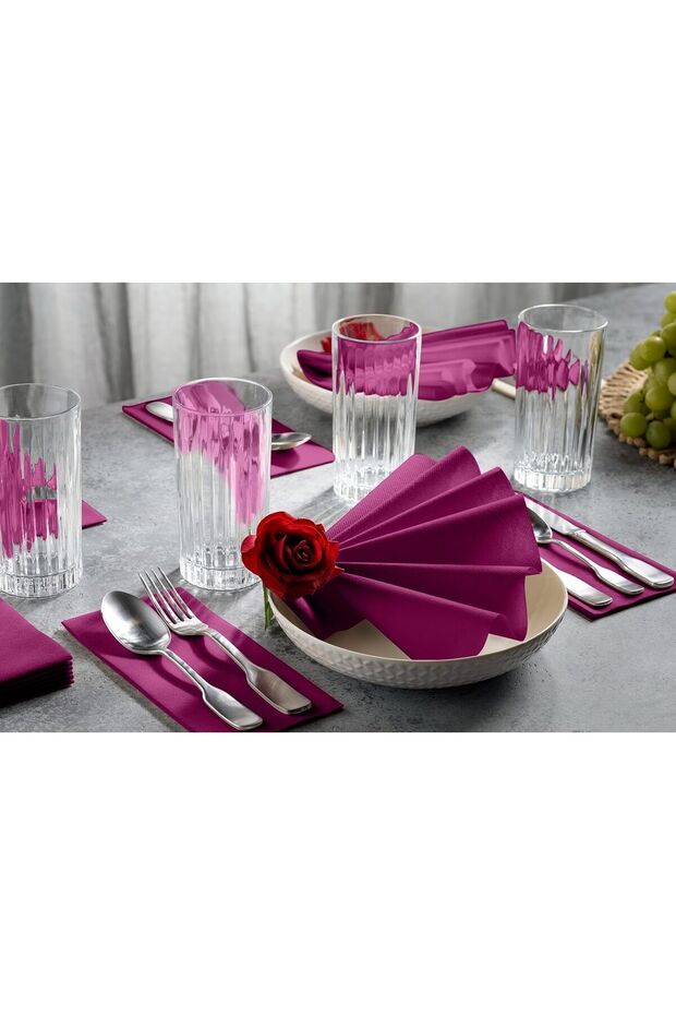 Mor Kumaş Dokulu Peçete 40x40 1/4 50 li Paket - 4
