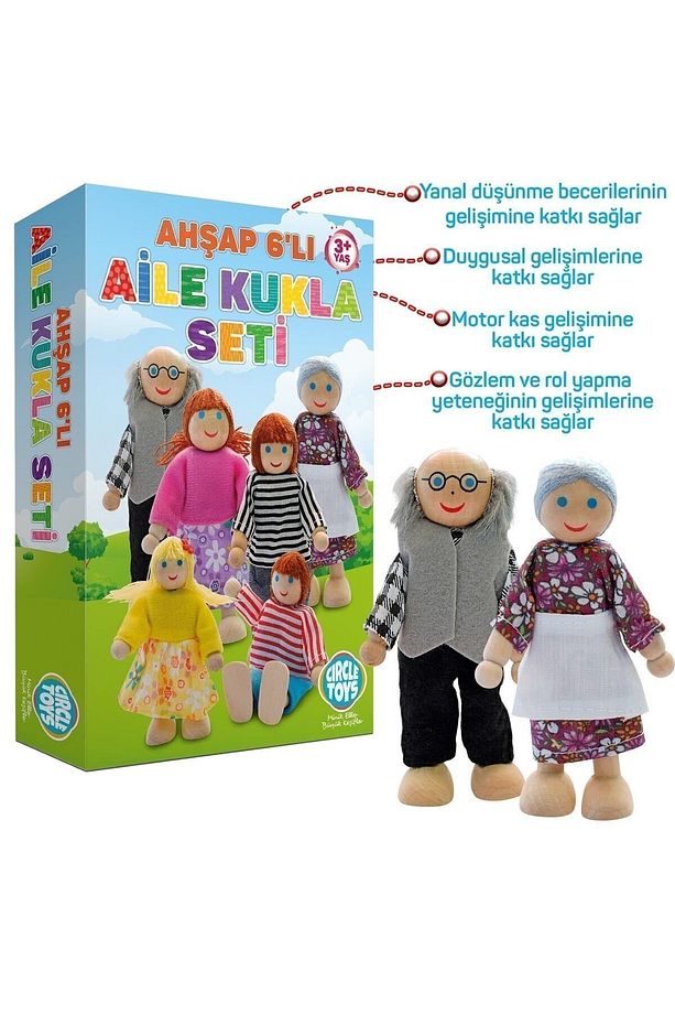 6'lı Ahşap Kukla Aile Seti - 5