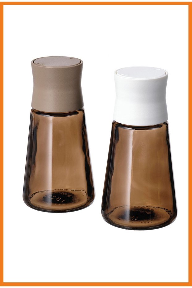 Halvtom Salt Shaker Black Pepper Glass 12 Cm 2 Pieces Brown