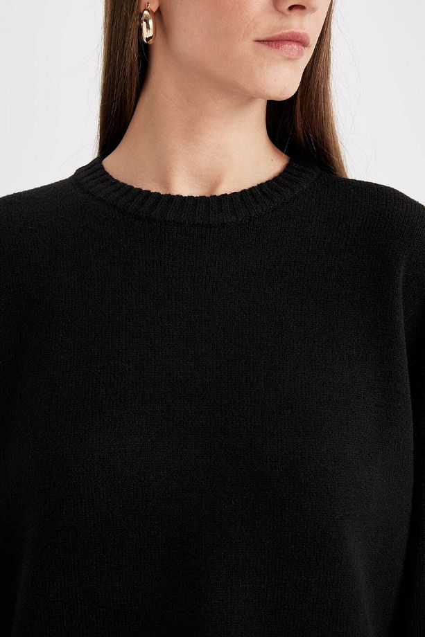 Oversize Geniş Kalıp Bisiklet Yaka Basic Düz Triko Kazak D0036ax24wn - 5