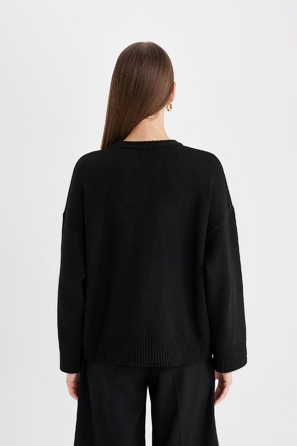 Oversize Geniş Kalıp Bisiklet Yaka Basic Düz Triko Kazak D0036ax24wn - 6