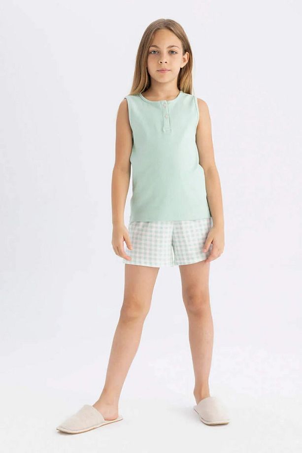 Kız Çocuk Kolsuz Şortlu Pijama Takımı C8498a824sm - 1