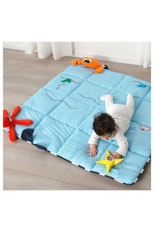 Oyuncaklı Bebek Oyun Halısı 114x114 Cm Meridyendukkan Mavi Renk Aktivite Oyun Halısı - 2