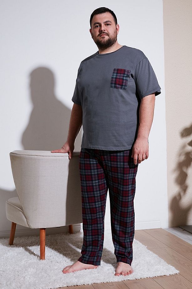 Pamuklu Regular Fit Büyük Beden Pijama Takımı Erkek PİJAMA TAKIMI 6572002B - 1