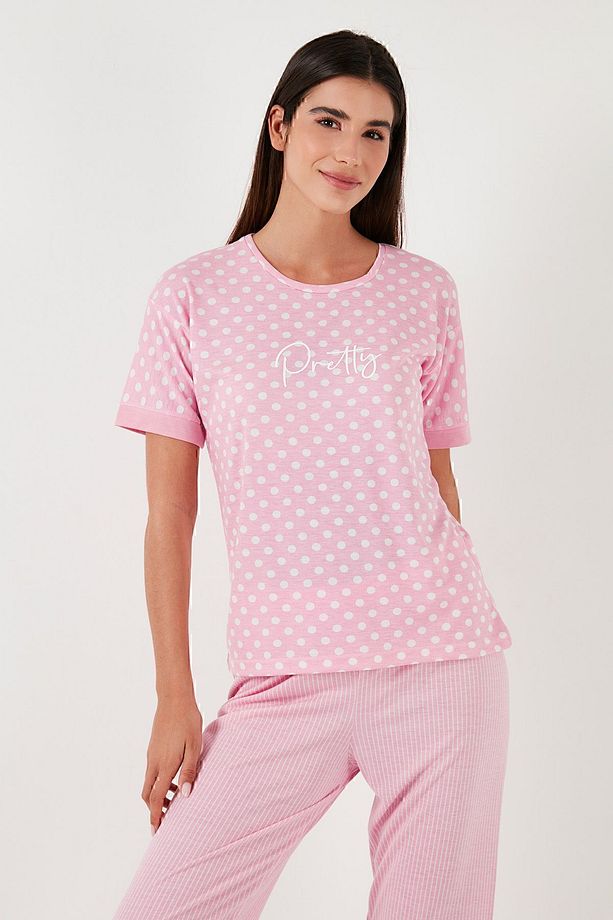 Regular Fit Bisiklet Yaka Kısa Kollu Pijama Takımı  PİJAMA TAKIMI 65790130 - 5