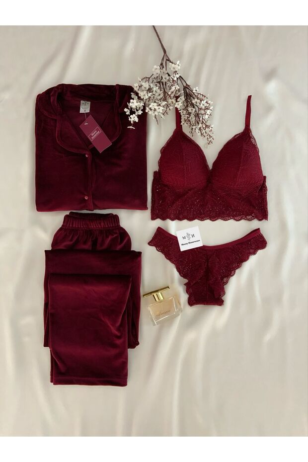 Kylie Velvet Pajama Lingerie Set