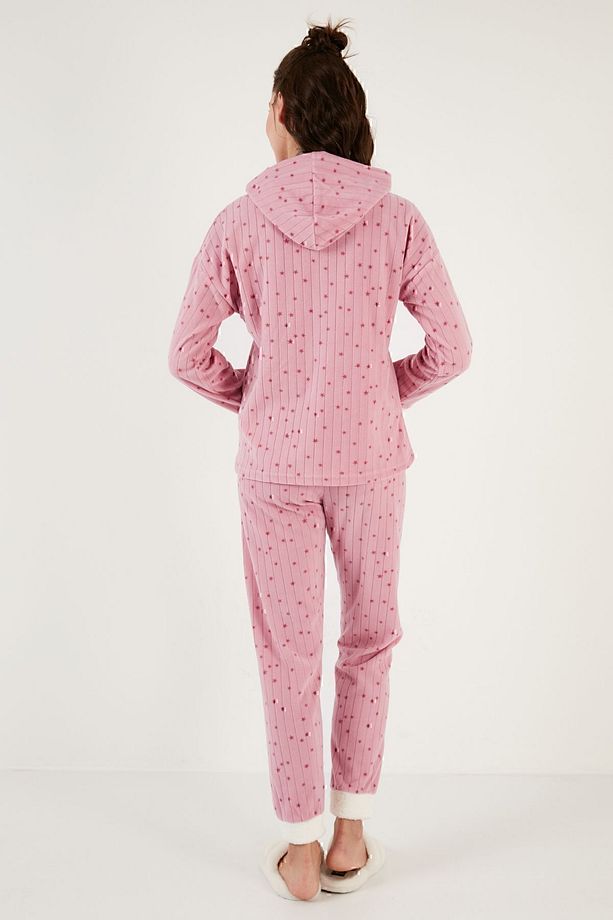 Desenli Regular Fit Kapüşonlu Polar Pijama Takımı PİJAMA TAKIMI 6571004 - 5