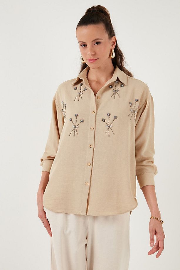 Parlak Taşlı Regular Fit Yazlık Gömlek  GÖMLEK 6113615 - 5
