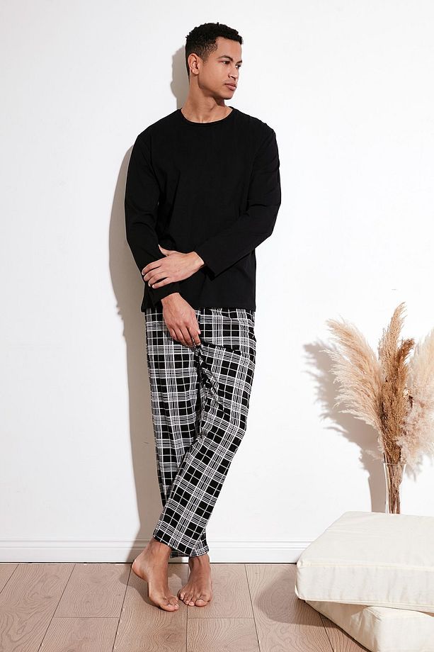Ekoseli Pamuklu Regular Fit Uzun Kollu Pijama Takımı Erkek PİJAMA TAKIMI 6572005 - 1