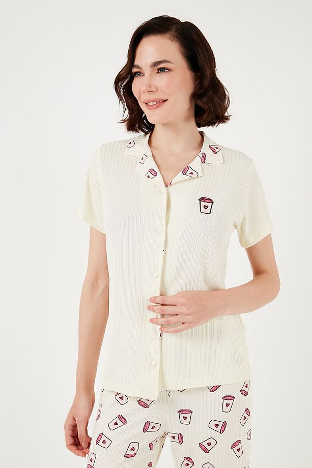Regular Fit Gömlek Yaka Kısa Kollu Pijama Takımı Pijama Takımı 65740102 - 4