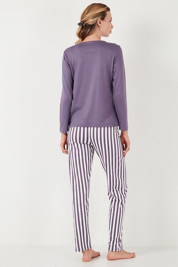 Regular Fit Desenli Bisiklet Yaka Pijama Takımı  PİJAMA TAKIMI 65719102 - 8