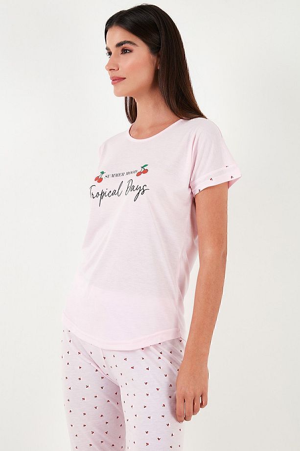 Regular Fit Bisiklet Yaka Kısa Kollu Pijama Takım  PİJAMA TAKIMI 6097310 - 4