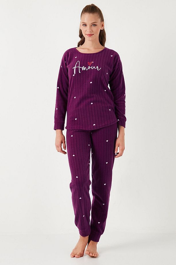 Standart Fit Bisiklet Yaka Pijama Takımı  PİJAMA TAKIMI 6093735 - 3