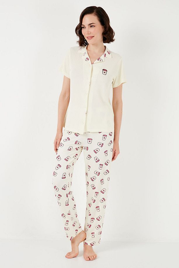 Regular Fit Gömlek Yaka Kısa Kollu Pijama Takımı Pijama Takımı 65740102 - 6