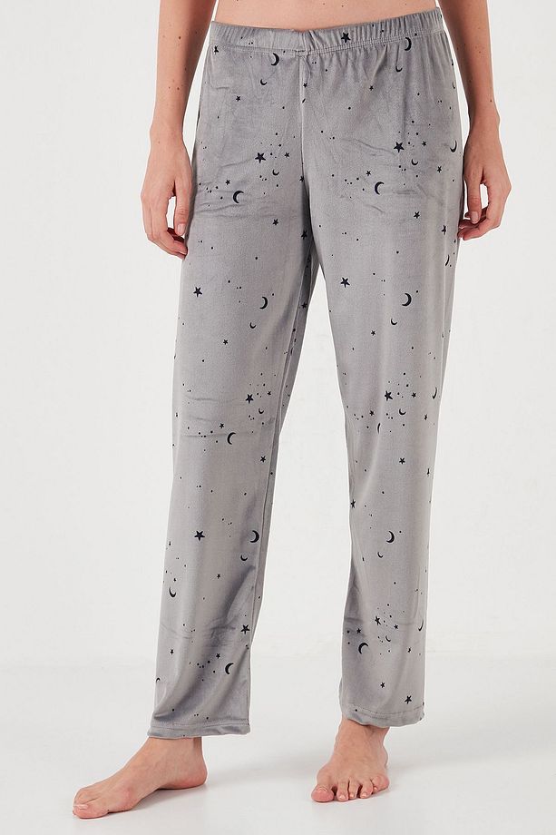 Regular Fit Desenli Parlak Kadife Pijama Takımı  PİJAMA TAKIMI 65713311 - 8