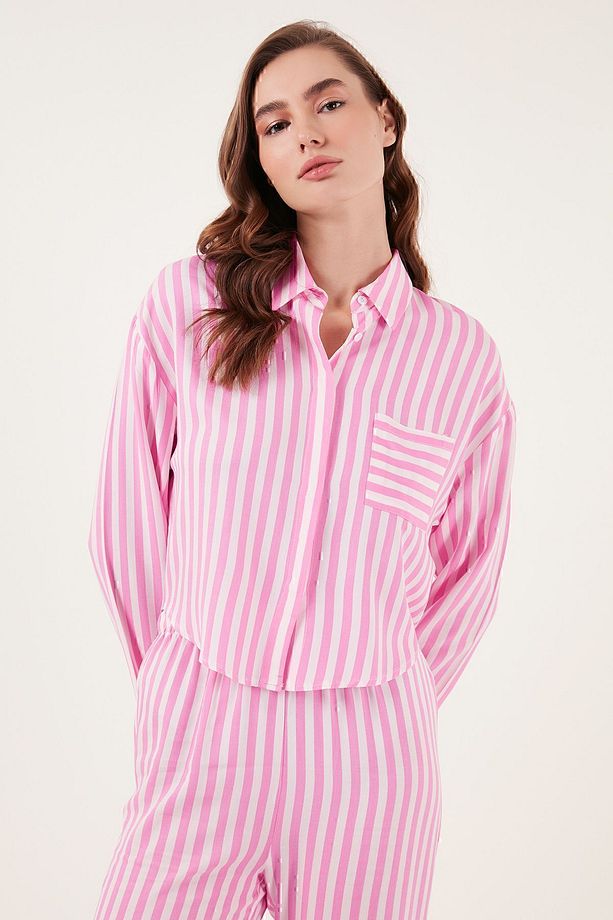 Çizgili Rahat Kesim Bol Paça Pijama Takımı Pijama Takımı 6110014 - 4