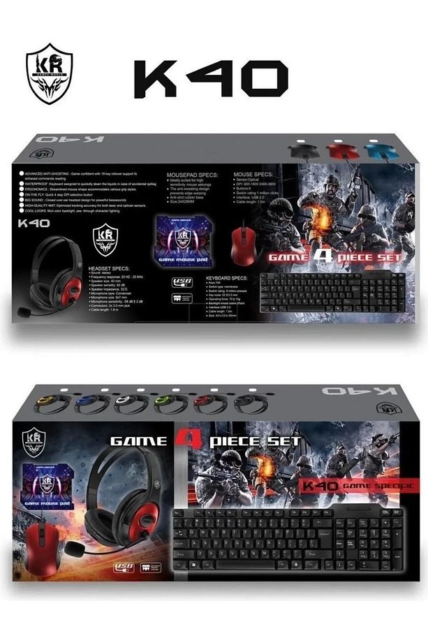 K40-k30-k20-k10 Gaming 4 Parça Oyuncu Seti Klavye Mouse Kulaklık Mouse Pad - 1