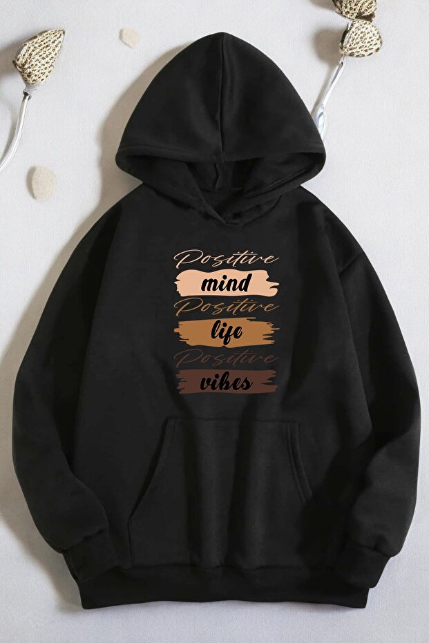 سويت شيرت كبير الحجم مطبوع عليه Mind Life Vibes