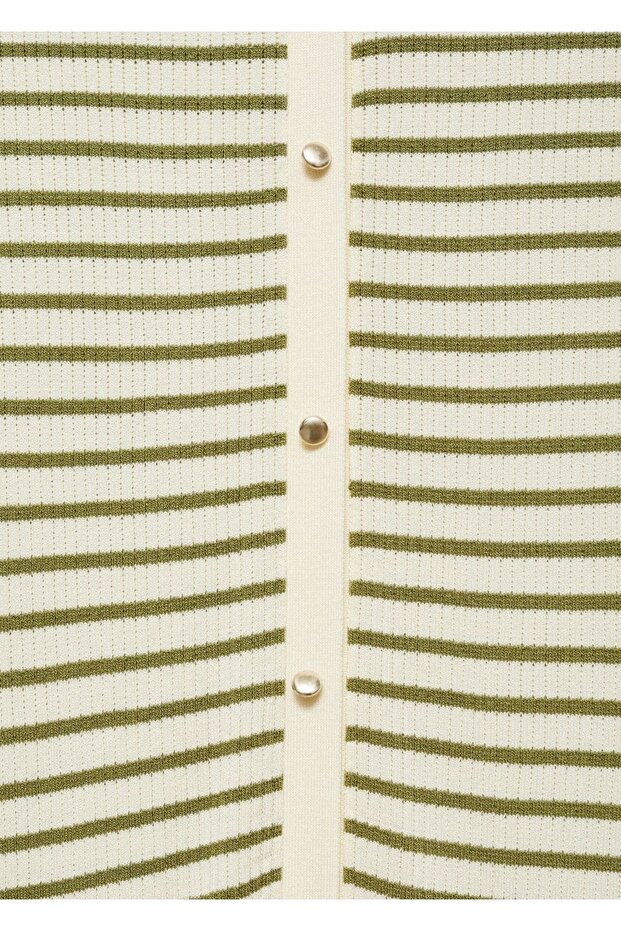 Çizgili triko elbise - 7