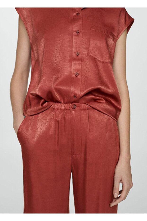 Kısa paçalı saten pantolon - 6