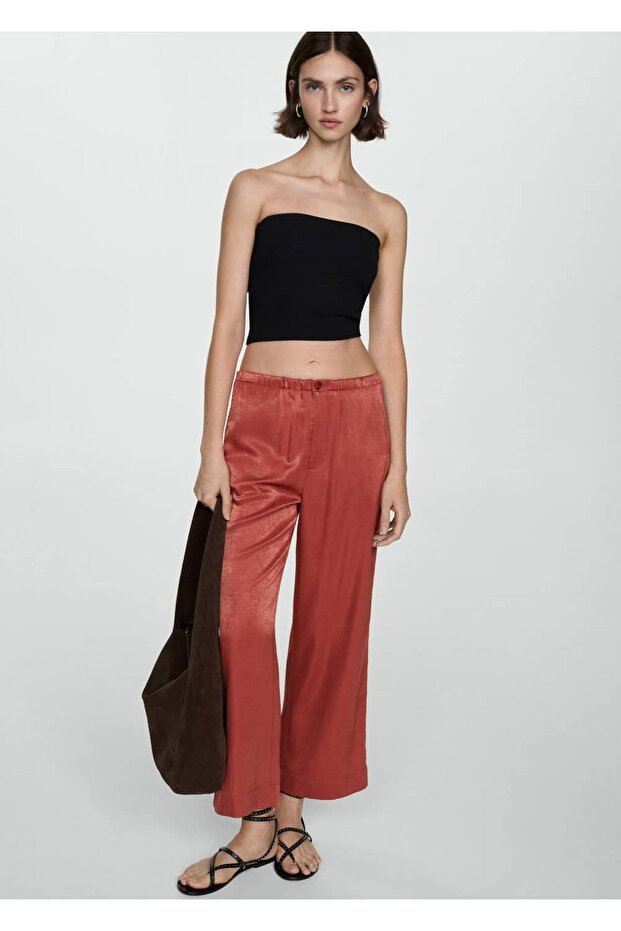 Kısa paçalı saten pantolon - 7