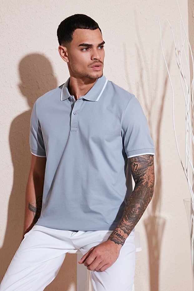 Men's Polo Neck Cotton T-Shirt - Regular Fit5902063