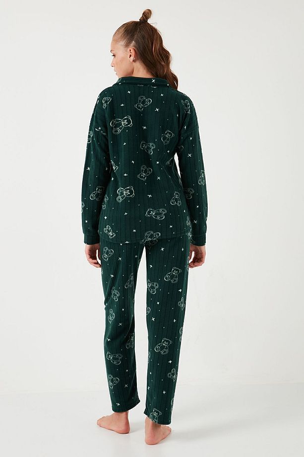 Standart Fit Düğmeli Polarlı Pijama Takımı  PİJAMA TAKIMI 6095616 - 9