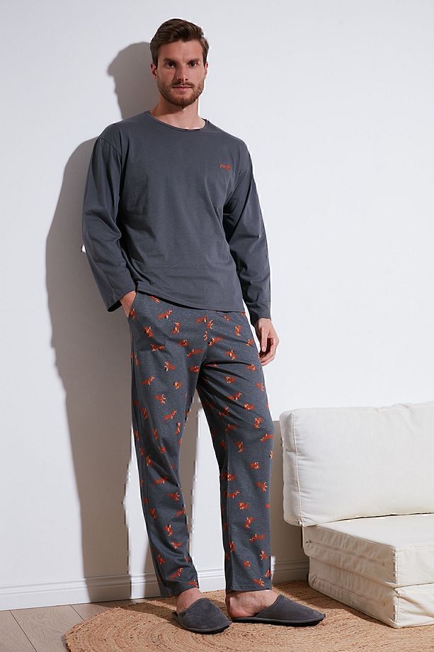 Pamuklu Regular Fit Uzun Kollu Pijama Takımı Erkek PİJAMA TAKIMI 6572013 - 3